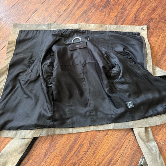 Veda Brown Speckled asymmetrical leather zip front jacket - Picture 5 of 8